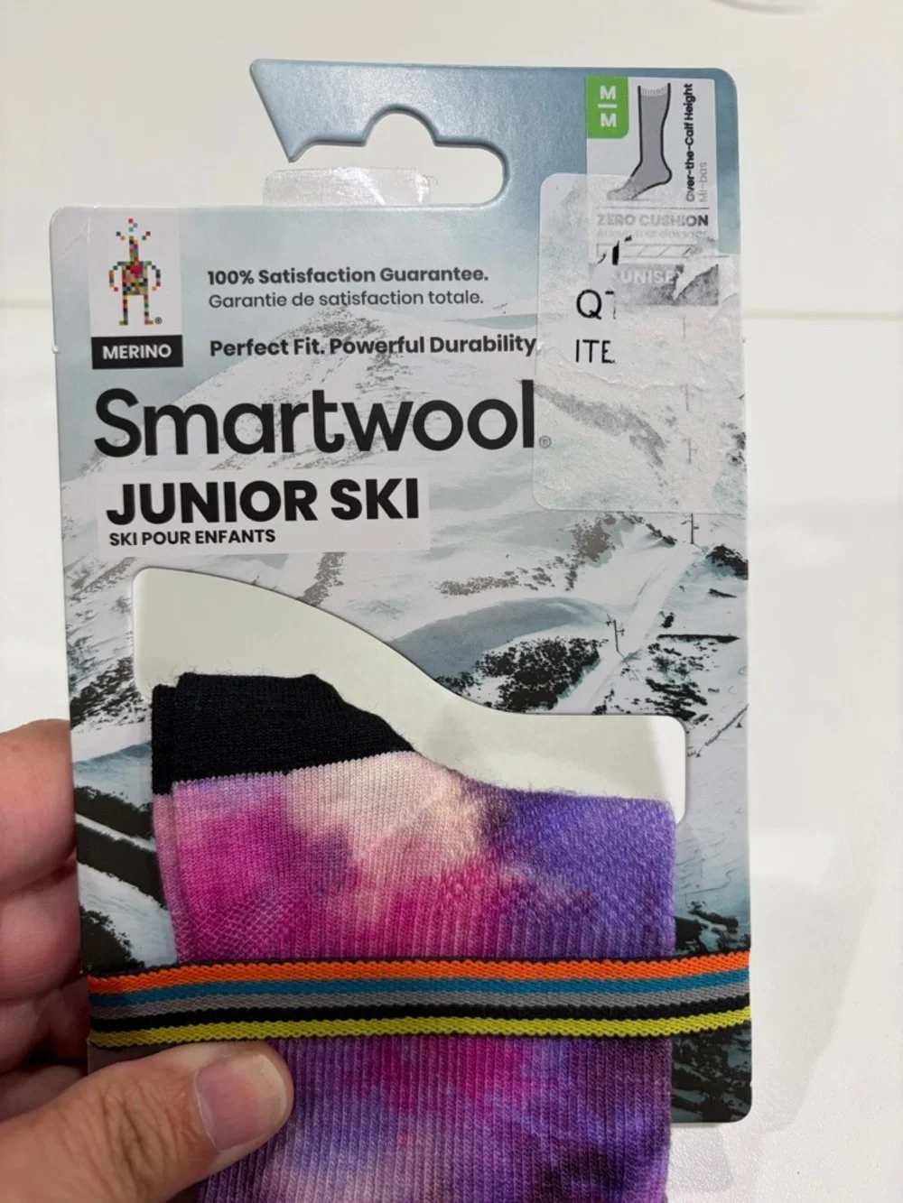 SmartWool Boys Girls Kids Medium Tie Dye Print Zero Cushion Ski Socks Pink NWT